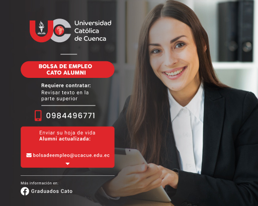 Importante Empresa de la ciudad de Cuenca requiere contratar Ingeniero Comercial, Ingeniero Contabilidad y Auditoría, Economista o afines, Graduado/a en la Universidad Católica de Cuenca para el cargo de Auditores Junior y Senior.