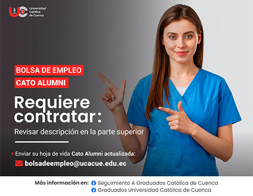 Importante Institución de Educación Superior, requiere contratar para la ciudad de Cuenca, dos profesionales Licenciados en Enfermería