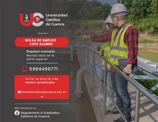Importante Oficina de Consultoría, Asesoría y Capacitación en Minería e Industria, requiere contratar para la ciudad de Cuenca, profesional Ingeniero Ambiental