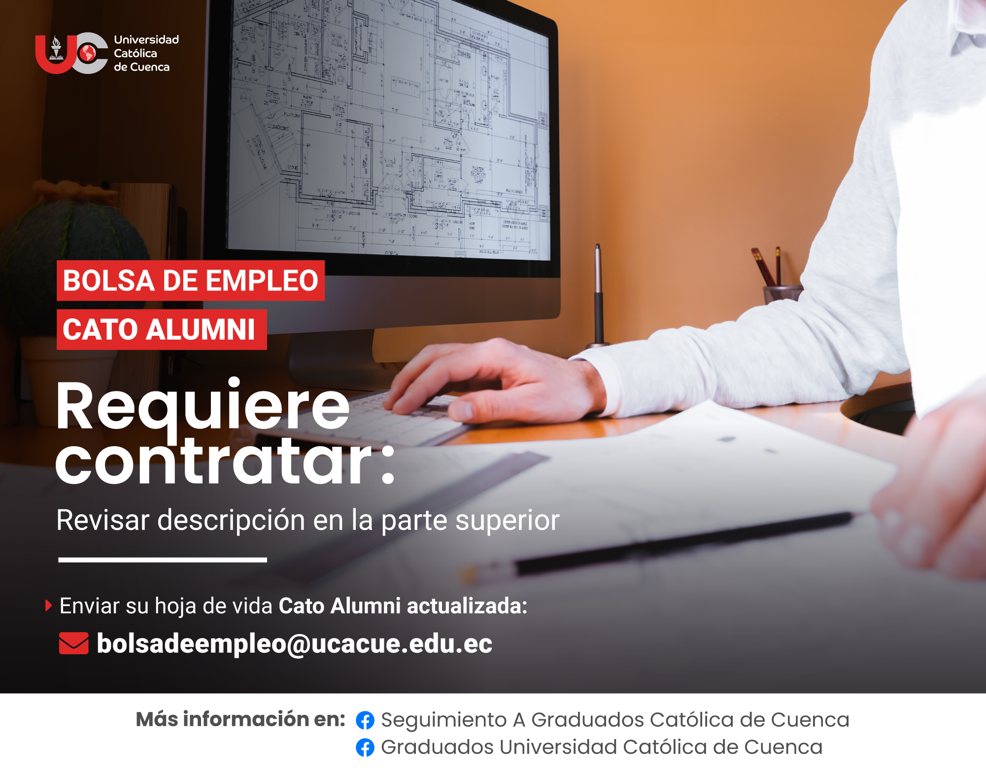 Importante Empresa dedicada a la consultoría, requiere contratar para la ciudad de Cuenca, profesional Ingeniero Eléctrico, Ingeniero Electrónico o afines con Cuarto Nivel en Gestión y/o Dirección de Proyectos, Graduado/a en la Universidad Católica de Cuenca.