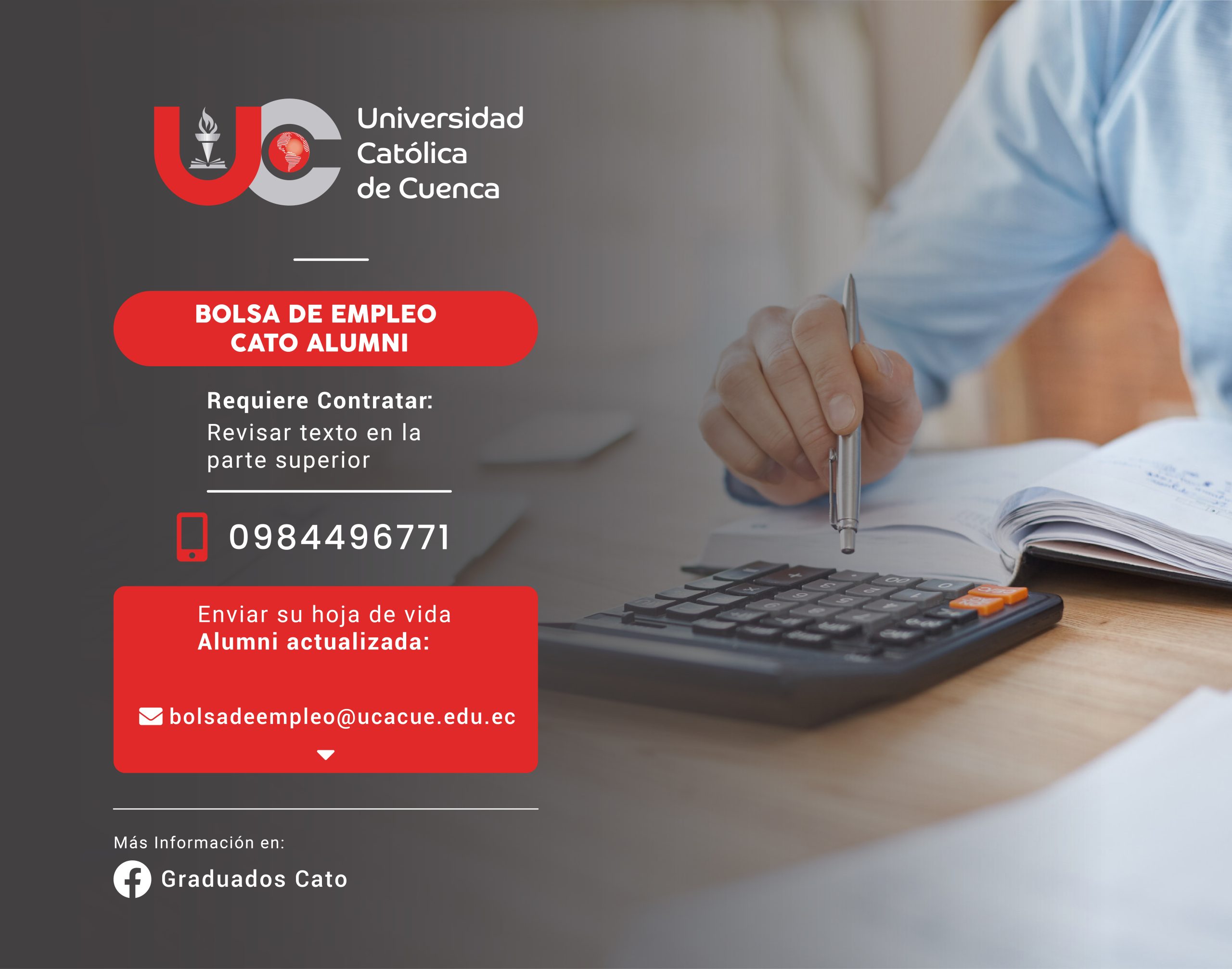 Importante Tienda de Informática y de Soluciones Tecnológicas, requiere contratar para la ciudad de Cuenca, profesional en Contabilidad y Auditoría, Graduado/a en la Universidad Católica de Cuenca, para el cargo de Contador/a.