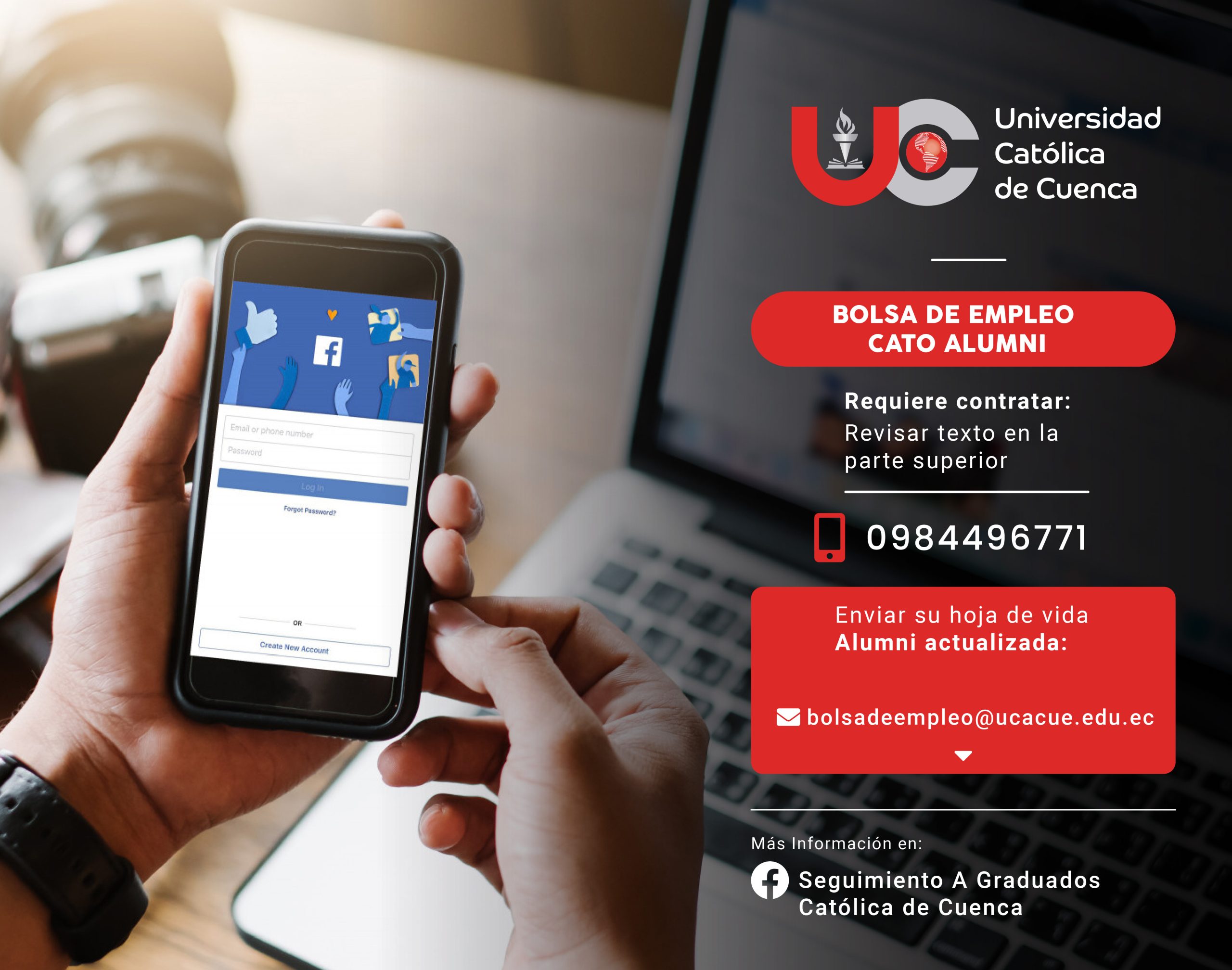 Importante Agencia Creativa requiere contratar para la ciudad de Cuenca profesional en Comunicación, Redes Sociales o afines, Graduado/a en la Universidad Católica de Cuenca, para el cargo de Community Manager.
