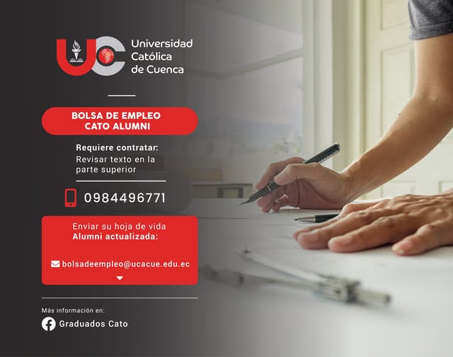 Importante Empresa de SOLUCIONES VERTICALES-ASCENSORES-ESCALERAS Y ANDENES ELÉCTRICOS, requiere contratar para la ciudad de Cuenca, profesional Ingeniero Civil o Arquitecto con formación de tercero y/o cuarto nivel, Graduado/a en la Universidad Católica de Cuenca, para el cargo de Ejecutivo Comercial.
