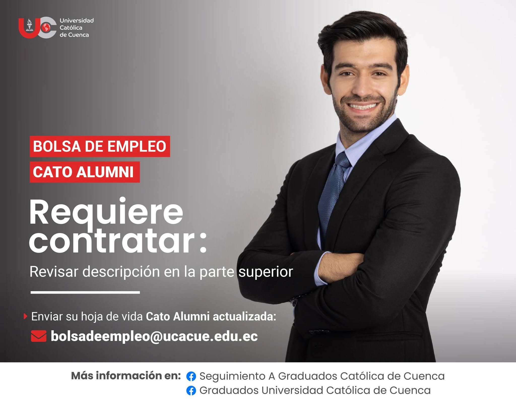 Importante Empresa líder en avalúos, consultoría financiera y gestión de activos, requiere contratar para la ciudad de Cuenca, profesional en Ingeniería Industrial, Administración de Empresas, Contabilidad y Auditoría, Finanzas o afines, Graduado/a en la Universidad Católica de Cuenca, para el cargo de Líder de proyecto.